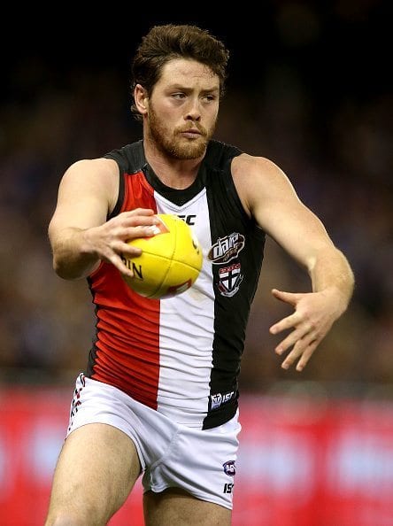MELBOURNE, AUSTRALIA - JULY 23: Jack Steven of the Saints in action during the 2016 AFL Round 18 match between the Western Bulldogs and the St Kilda Saints at Etihad Stadium on July 23, 2016 in Melbourne, Australia. (Photo by Justine Walker/AFL Media/Getty Images)
