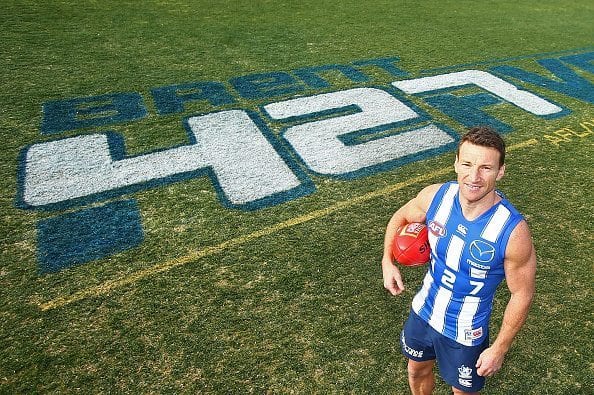 MELBOURNE, AUSTRALIA - JULY 25: Brent Harvey of the Kangaroos poses during a North Melbourne Kangaroos AFL training session at Arden Street Ground on July 25, 2016 in Melbourne, Australia. Harvey will play his 427th game, surpassing Michael Tuck as the all-time leader for games played in the AFL competition's history. (Photo by Scott Barbour/Getty Images)