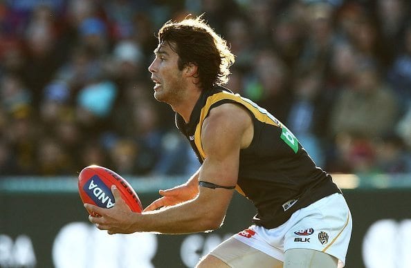 CANBERRA, AUSTRALIA - JULY 30: Alex Rance of the Tigers in action during the round 19 AFL match between the Greater Western Sydney Giants and the Richmond Tigers at Star Track Oval on July 30, 2016 in Canberra, Australia. (Photo by Mark Nolan/Getty Images)