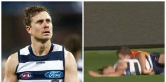 WATCH: Geelong star Mitch Duncan subbed out after nasty accident