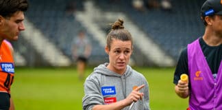 Women's Coach Acceleration Program recipient, GIANTS AFL Academy Development Coach, and AFLW player, Alicia Eva.