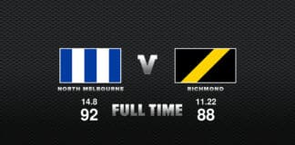 FULL TIME: North Melbourne vs Richmond - Round 18, 2022