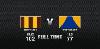 FULL TIME: Hawthorn vs West Coast - Round 18, 2022