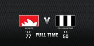 FULL TIME: Sydney vs Collingwood - Round 22, 2022