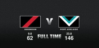 FULL TIME: Essendon vs Port Adelaide - Round 22, 2022