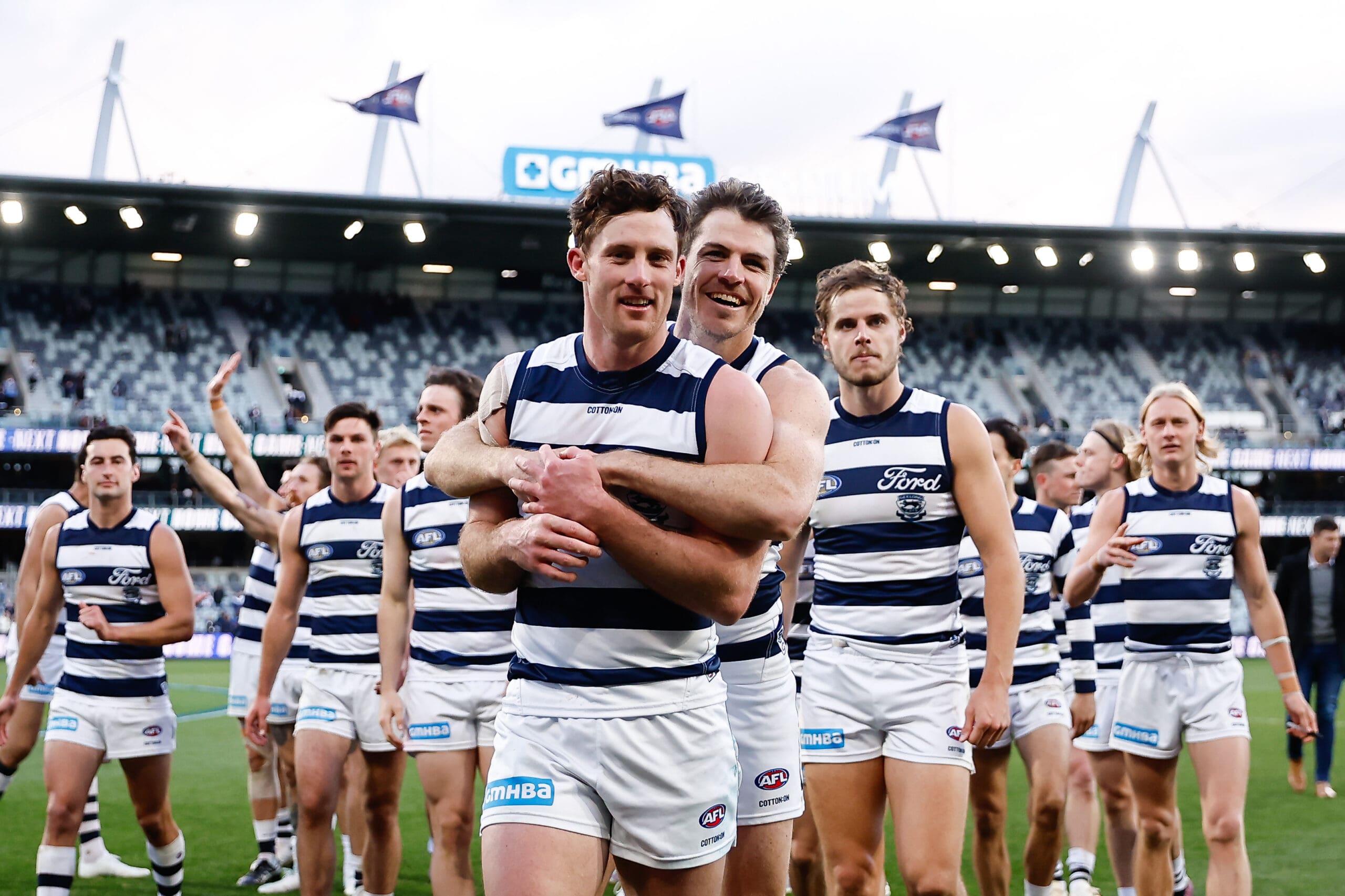 The Suns leave the field after a win during the 2023 AFL Round 12 News Photo - Getty Images