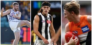 The player who takes the most kick-ins at each AFL team and those who love to play-on
