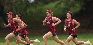 December 03: Callum Mills of the Swans runs during a Sydney Swans training Session at Bat and Ball Oval. Photo: Mark Metcalfe/Getty Images