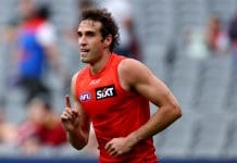 MELBOURNE, AUSTRALIA - MARCH 29: Ben King of the Suns celebrates kicking a goal during the round three AFL match between Melbourne Demons and Gold Coast Suns at Melbourne Cricket Ground, on March 29, 2025, in Melbourne, Australia. (Photo by Josh Chadwick/AFL Photos/via Getty Images)