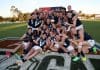 TANUNDA, AUSTRALIA - APRIL 12: The VFL team celebrate the win during the 2025 AAMI State Men's Game between SANFL and VFL at Tanunda Recreation Park on April 12, 2025 in Tanunda, Australia. (Photo by Kelly Barnes/AFL Photos/via Getty Images)