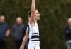 MELBOURNE, AUSTRALIA - AUGUST 19: Tyson Gresham of the Knights celebrates a goal during the round 16 Coates Talent League Boys match between Sandringham Dragons and Northern Knights at Trevor Barker Beach Oval on August 19, 2023 in Melbourne, Australia. (Photo by Jonathan DiMaggio/AFL Photos/via Getty Images)