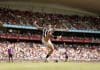 SYDNEY, AUSTRALIA - MARCH 09: Jamie Elliott of the Magpies kick a goal during the AFL Opening Round match between Greater Western Sydney Giants and Collingwood Magpies at ENGIE Stadium, on March 09, 2025, in Sydney, Australia. (Photo by Darrian Traynor/Getty Images)