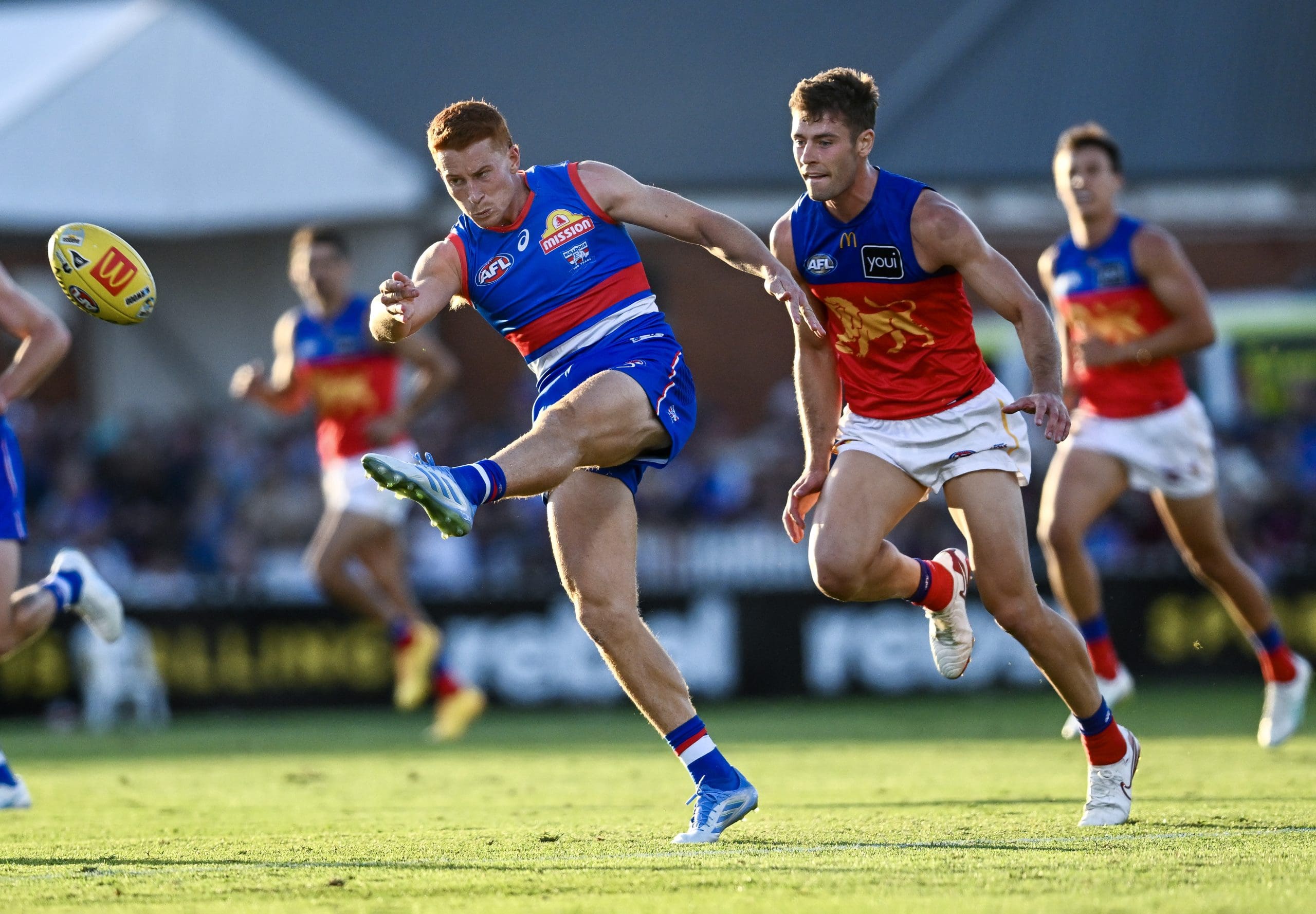 ADELAIDE, AUSTRALIA - APRIL 12: Ed Richards of the Bulldogs during the round five AFL match between Western Bulldogs and Brisbane Lions at Norwood Oval, on April 12, 2025, in Adelaide, Australia. (Photo by Mark Brake/Getty Images)