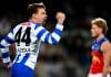 HOBART, AUSTRALIA - MAY 11: Cameron Zurhaar of the Kangaroos celebrates a goal  during the round nine AFL match between North Melbourne Kangaroos and Brisbane Lions at Ninja Stadium, on May 11, 2025, in Hobart, Australia. (Photo by Steve Bell/Getty Images)