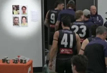 The faces of the four umpires were shown on The Agenda Setters. Photo: Channel 7.