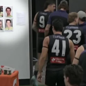 The faces of the four umpires were shown on The Agenda Setters. Photo: Channel 7.