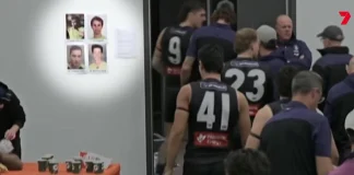 The faces of the four umpires were shown on The Agenda Setters. Photo: Channel 7.