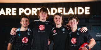 Port Adelaide's 2023 draftees Tom Anastasopoulos, Xavier Walsh, Will Lorenz and Lachie Charleson (Image via Port Adelaide FC)