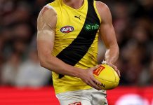 Axed Tiger signs with WAFL club MELBOURNE, AUSTRALIA - MARCH 29: Jacob Blight of the Tigers in action during the round three AFL match between St Kilda Saints and Richmond Tigers at Marvel Stadium, on March 29, 2025, in Melbourne, Australia. (Photo by Jonathan DiMaggio/Getty Images)