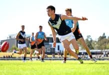 IPSWICH, AUSTRALIA - JULY 13: Xavier Taylor of Victoria Metro competes during the Marsh AFL National Championships U18 Boys match between Allies and Victoria Metro at Brighton Homes Arena, on July 13, 2025, in Ipswich, Australia. (Photo by Albert Perez/AFL Photos via Getty Images)