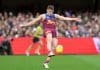 BRISBANE, AUSTRALIA - AUGUST 09: Dayne Zorko of the Lions in action during the round 22 AFL match between Brisbane Lions and Sydney Swans at The Gabba on August 09, 2025 in Brisbane, Australia. (Photo by Bradley Kanaris/Getty Images)