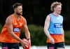 Why ex-Essendon defender wanted Giant move to continue AFL career Jayden-Laverde-and-Clayton-Oliver-at-GWS-training-on-November-24-2025.-Picture-Phil-Hillyard