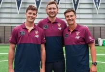 Harris Andrews, Josh Dunkley and Hugh McCluggage. Credit: Brisbane Lions FC