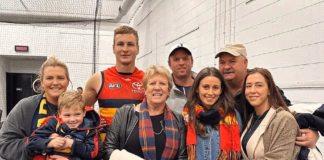 Update in search for Adelaide captain’s brother Jaryd Dawson with sister Chloe, brother Jordan Dawson and wife Milly, mum and dad Tony and Marian and his wife Jessica. Picture: Instagram