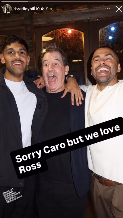 Brad Hill's Instagram story after Caroline Wilson reported on Ross Lyon's comment.