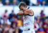 BRISBANE, AUSTRALIA - APRIL 26: Jordan Dawson of the Crows celebrates a goal during the 2026 AFL Round 07 match between the Brisbane Lions and the Adelaide Crows at the Gabba on April 26, 2026 in Brisbane, Australia. (Photo by Russell Freeman/AFL Photos via Getty Images)