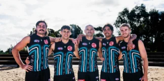 Every AFL club’s 2026 Indigenous Round guernsey Having played an integral role in the club’s Kaurna translation to Yartapuulti in 2023, Uncle Mickey's design is a fitting and meaningful continuation of that story. Image: Matt Sampson.