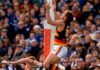 1998:  Tony Modra of Adelaide jumps to markthe ball during the Round 20 AFL Football match against Geelong in Adelaide, Australia.  Mandatory Credit: Hamish Blair /Allsport