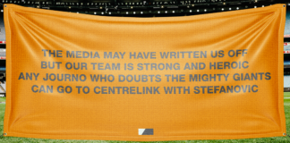 The Banner Man is back for Hawthorn-GWS clash with doses of the flu and Karl Stefanovic bannergraphic copy (1)