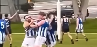 Local club apologises for players fighting.